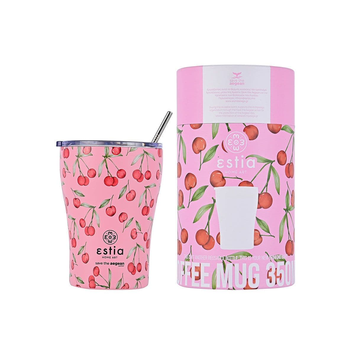 ΘΕΡΜΟΣ ESTIA 01-16876 COFFEE MUG SAVE THE AEGEAN 350ml CHERRY ROSE
